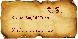 Klasz Boglárka névjegykártya